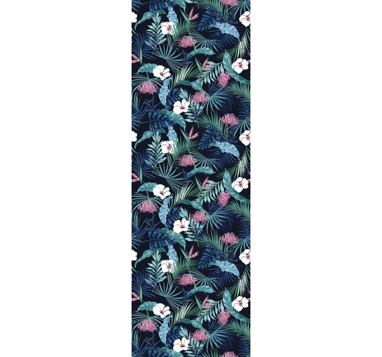 Tropisk blommig scen Tapet blommor - Tenstickers