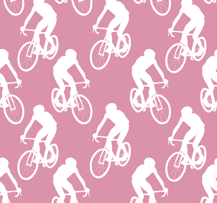 Vita cyklister mönster Rosa tapet - Tenstickers
