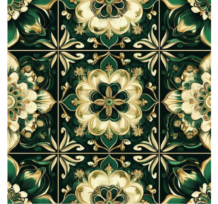 Botaniska mosaikplattor tapet kök - Tenstickers