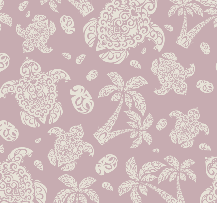 Hawaiian sköldpadda och palm träd djur tapeter - Tenstickers