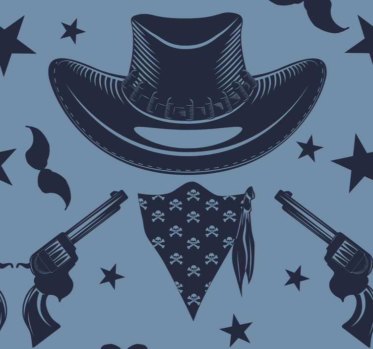 Cowboyhatt, flock och revolvers barn tapet - Tenstickers