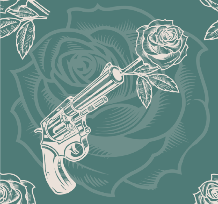 Cowboy revolver och rosa natur tapeter - Tenstickers