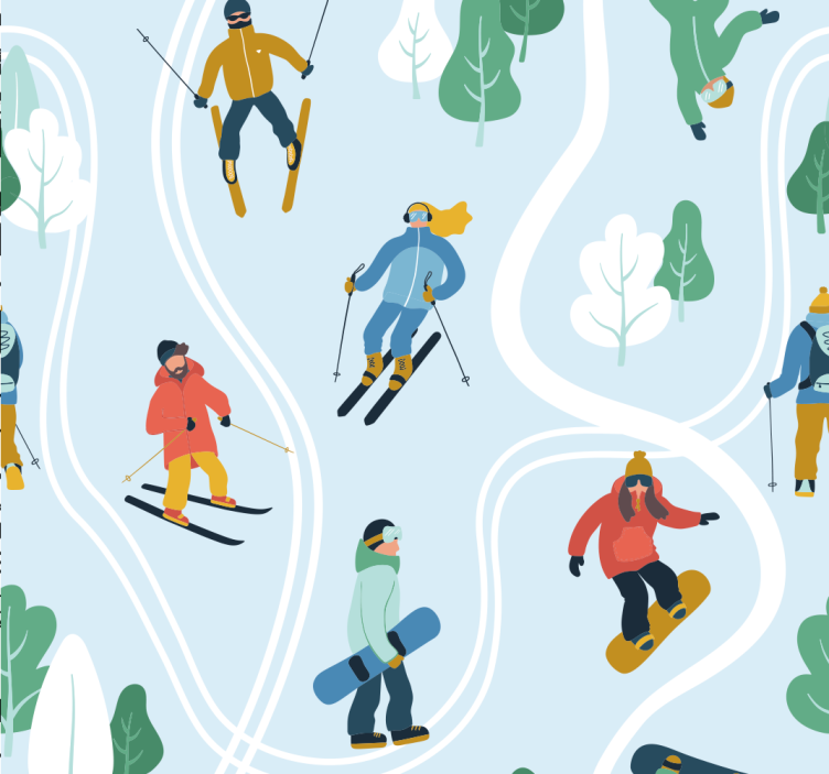 Skidåkning tapet vit tapet - Tenstickers