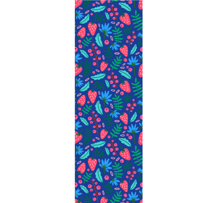 Jordgubbemönster på blå bakgrundsbild - Tenstickers