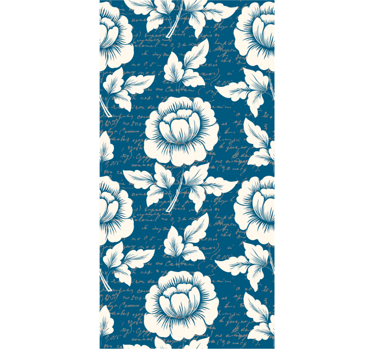 Blommönster med gammal text tapet - Tenstickers