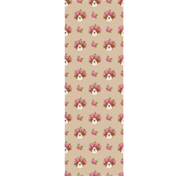 Blommigt hundmotiv Tapet hundar - Tenstickers