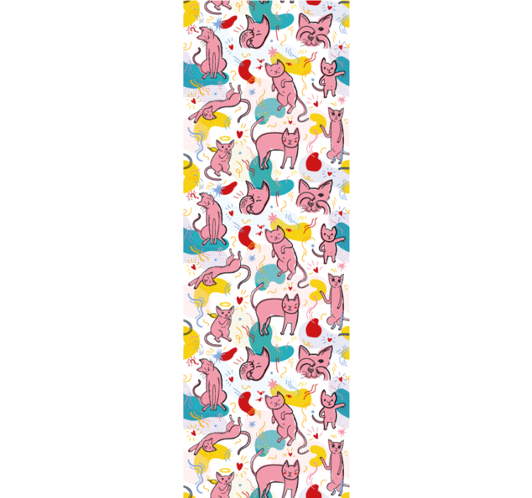 Lekfulla kattmönster tapet katter - Tenstickers