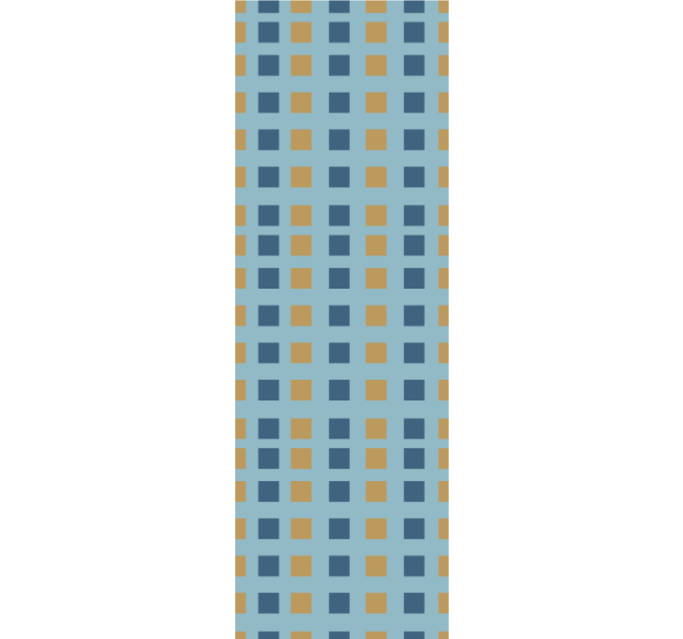Blå och guld rutor med blå tapet - Tenstickers