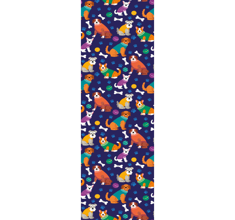 Fantastiska färgglada hundar mönster sovrum tapeter - Tenstickers