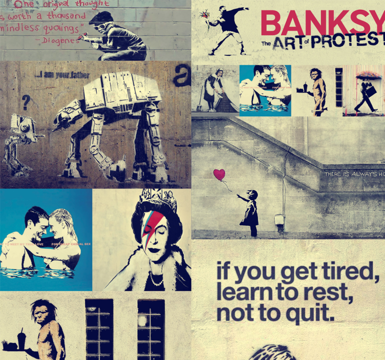 Collage - bansky konst tapeter - Tenstickers