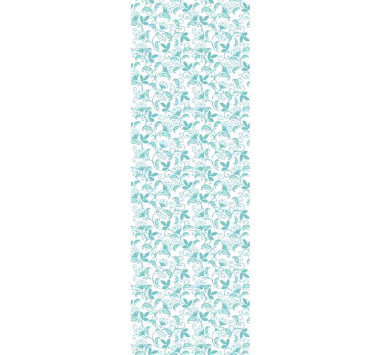 Ljusblå mönster blomtapeter - Tenstickers