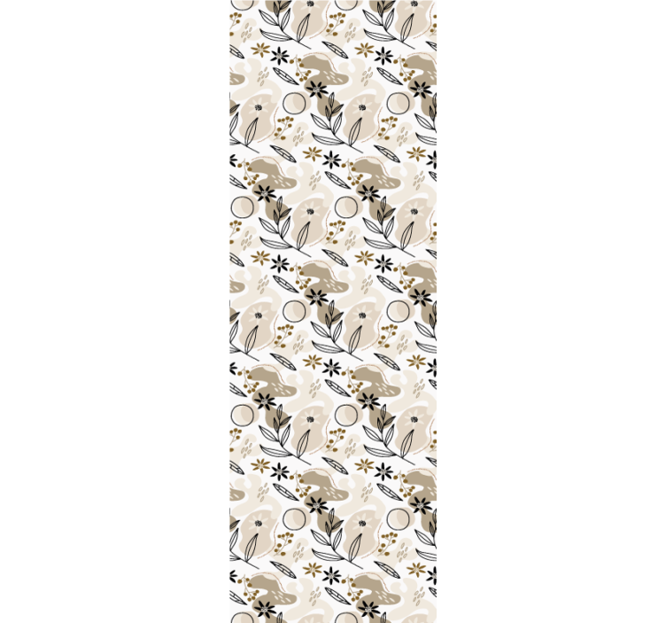 Snygg beige bladmönster blommig tapet - Tenstickers