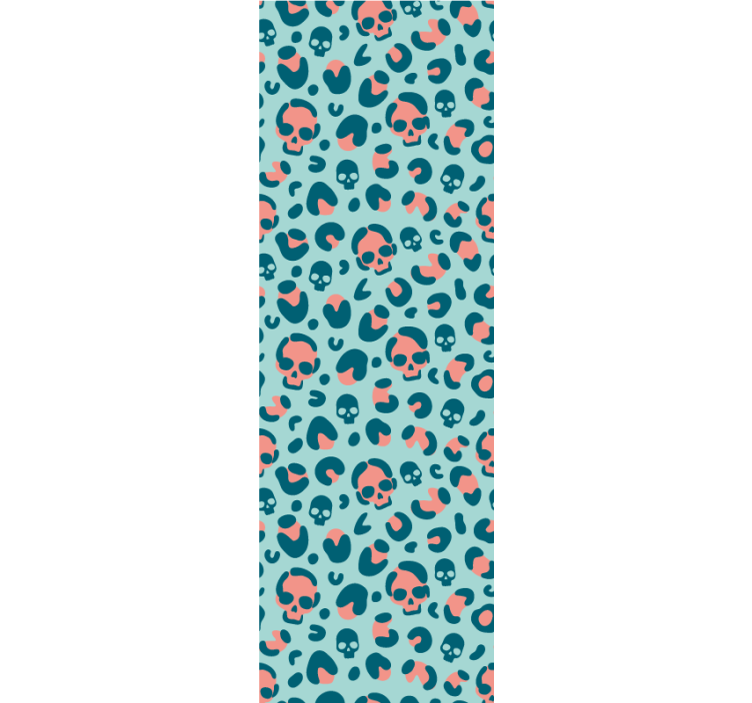 Tapet med blått och rosa skalle leopardmönster - Tenstickers