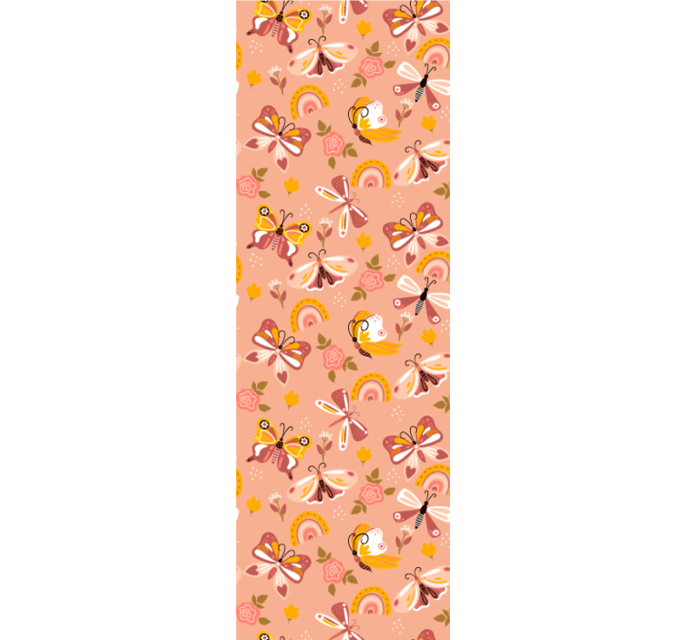 Fjärilsfloramönster Tapet fjärilar - Tenstickers