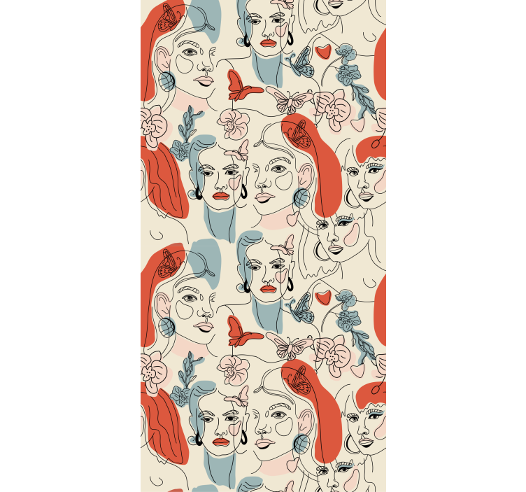 Feminin linjekonst Tapet konst - Tenstickers