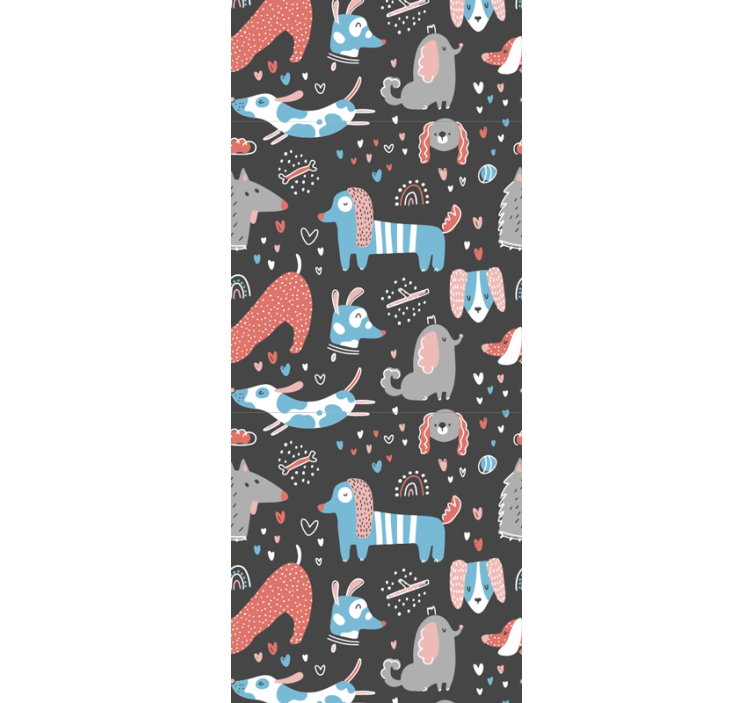 Söta hundar illustration sovrum tapet - Tenstickers