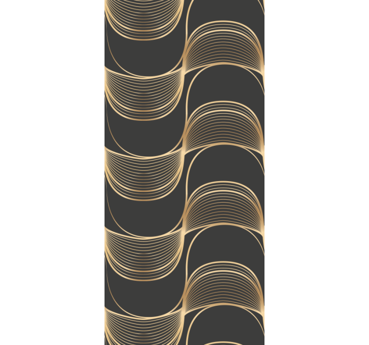 Guld vågor konst dekor vardagsrum tapeter - Tenstickers