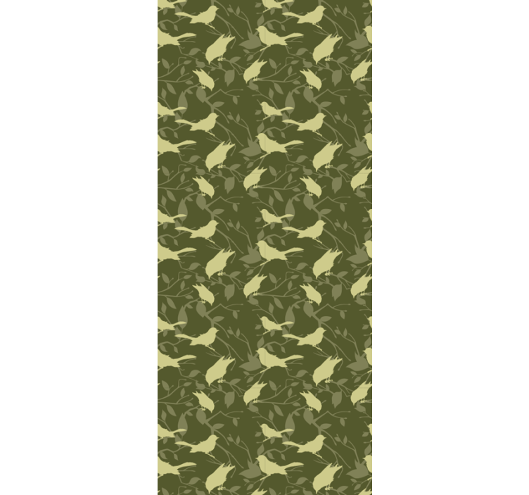 Grönt enkelt mönster Tapet fåglar - Tenstickers