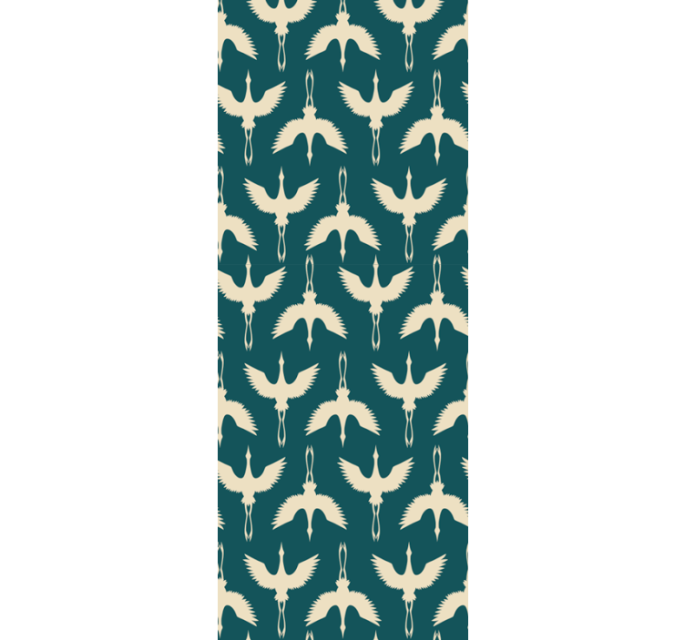 Vit art deco storkar mönster tapet - Tenstickers