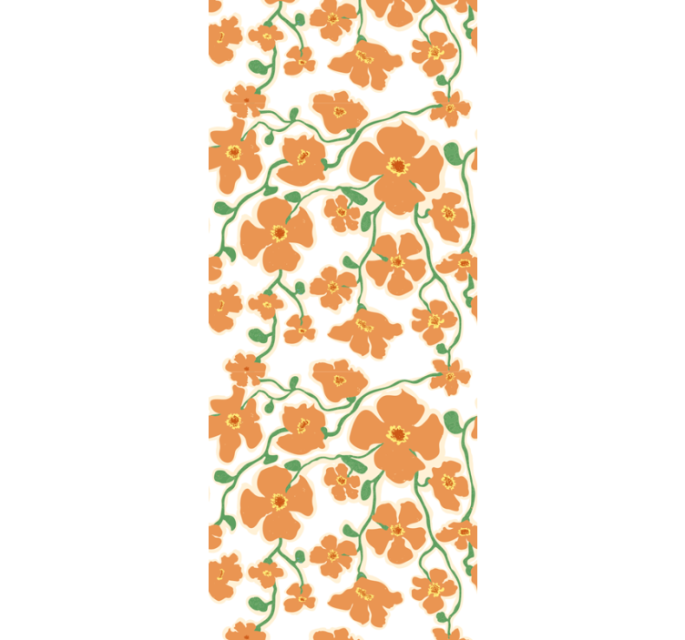 Grön orange tusensköna blomma tapet - Tenstickers