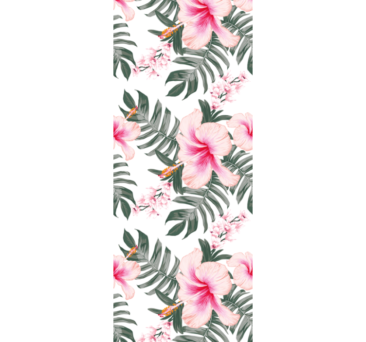 Orkidé ros mönster blommig tapet - Tenstickers