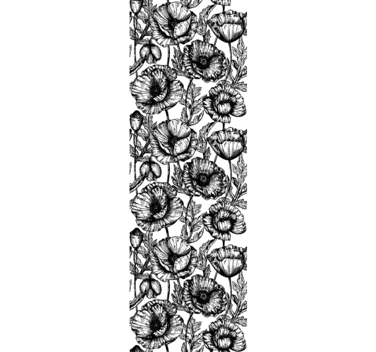 Svart blommönster Tapet blommor - Tenstickers