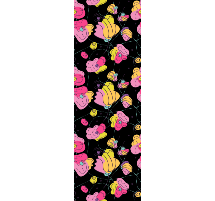 Svart abstrakt komposition Tapet blommor - Tenstickers