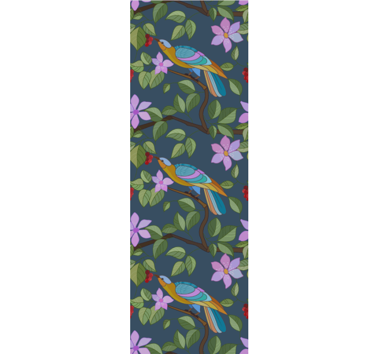 Exotiska fåglar och frukter mönster tapeter - Tenstickers