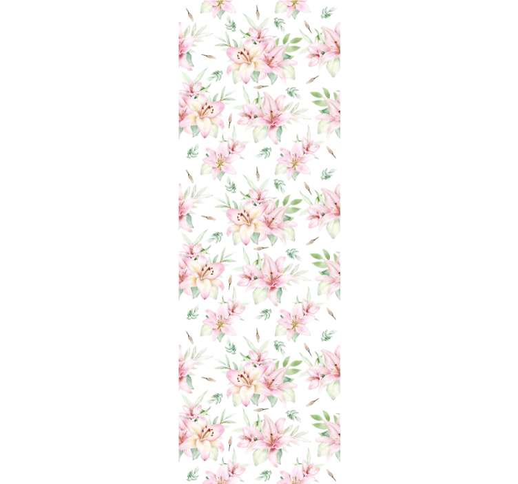 Rosa och vitt mönster Tapet blommor - Tenstickers