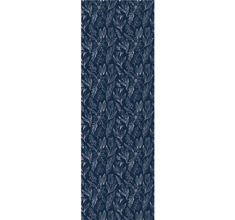 Blått blommande motiv Tapet blommor - Tenstickers