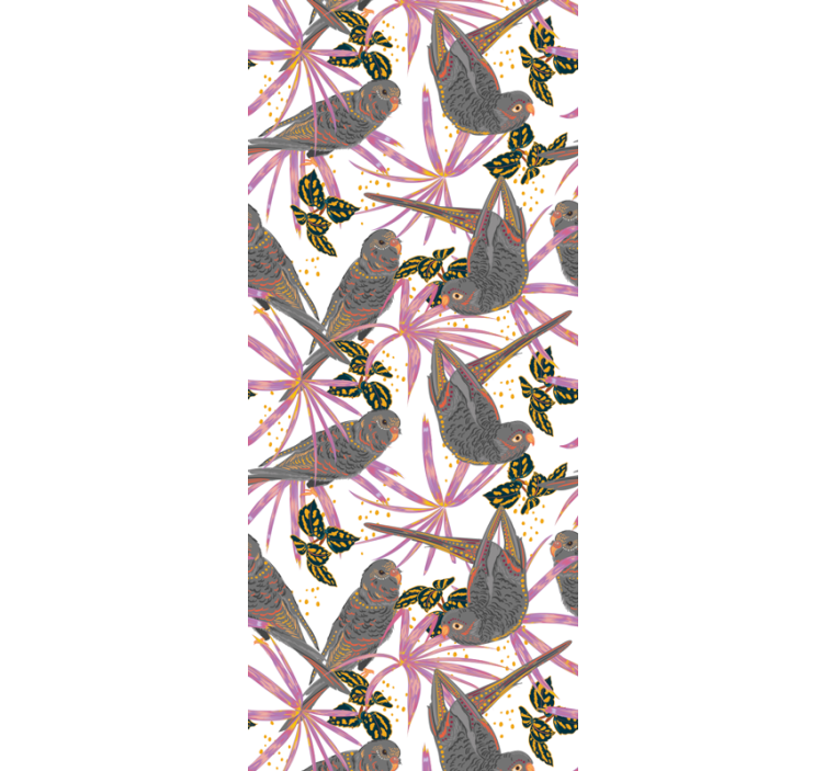 Färgglada löv Tapet fåglar - Tenstickers