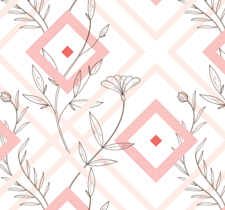 Blommiga diamantformer fondtapet vardagsrum - Tenstickers