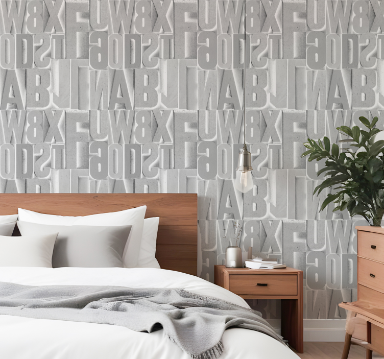 3d grå bokstäver brev tapet - Tenstickers