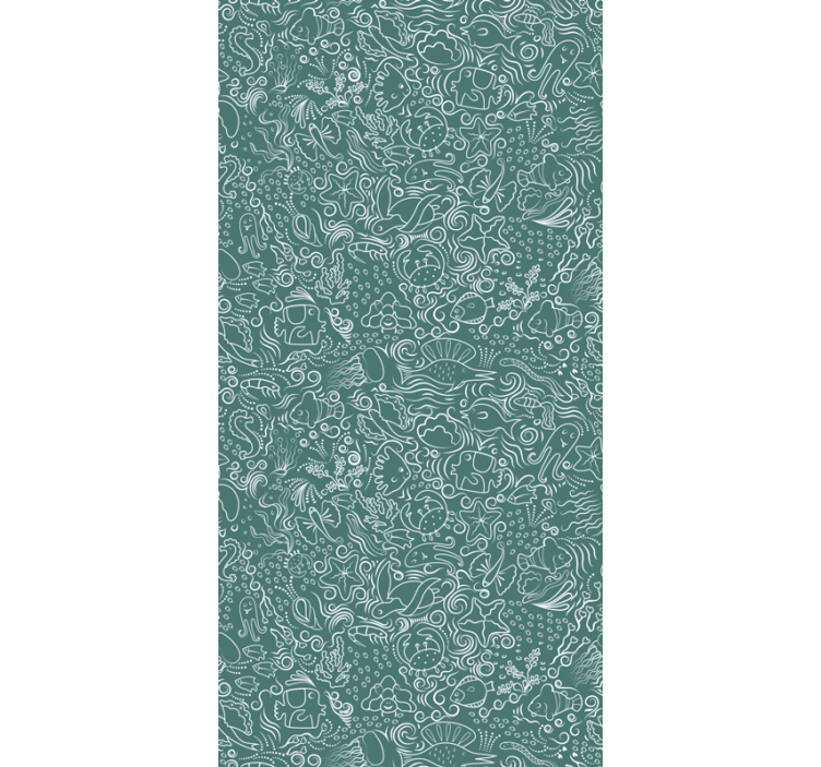 Undervattens handritad djur tapet - Tenstickers