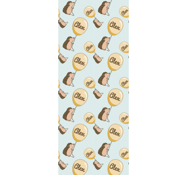 Igelkottar med ballonger och namn barn tapet - Tenstickers