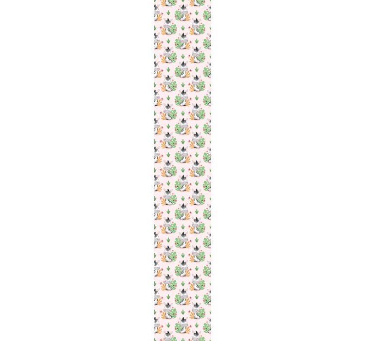 Tecknad zebra och blad tapeter - Tenstickers