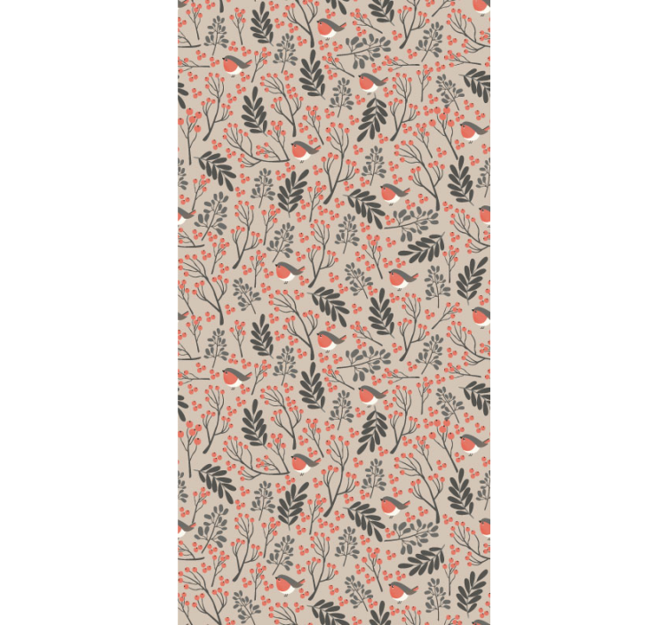 Fåglar och blommor fondtapet vardagsrum - Tenstickers