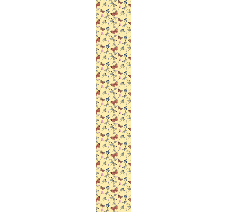 Fjäril i rad med blommor tapeter - Tenstickers