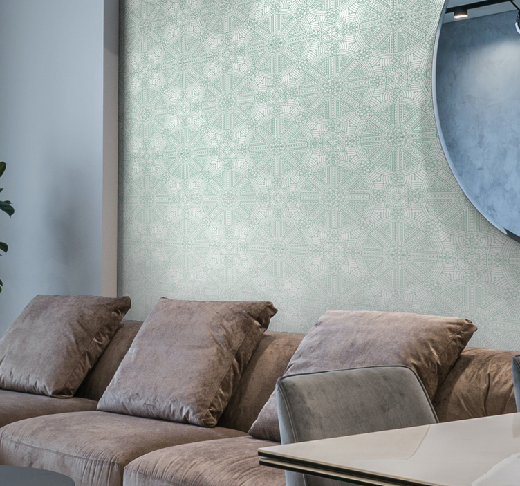 Grönt boho aztekiskt mönster Äktenskap tapet - Tenstickers