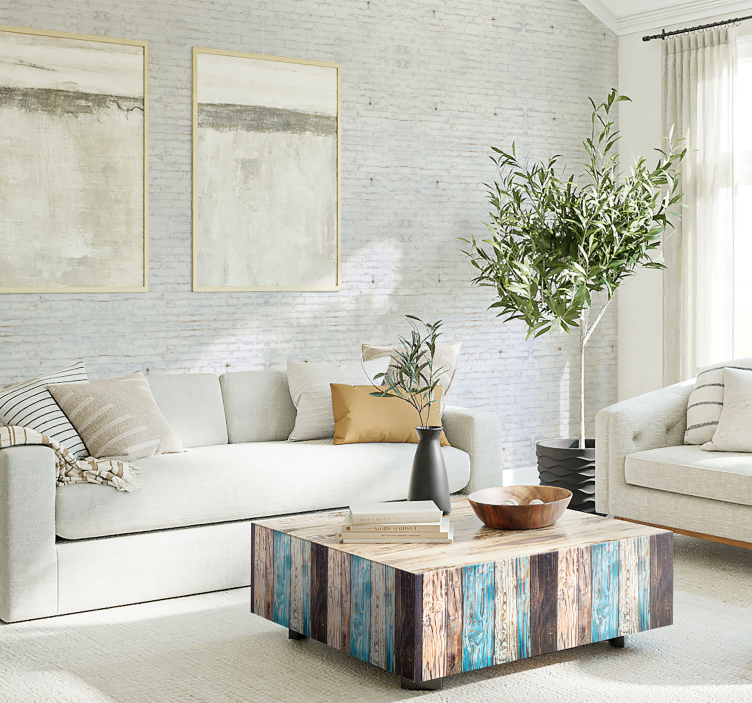 Vit tegel fasad Tapet tegelstenar - Tenstickers