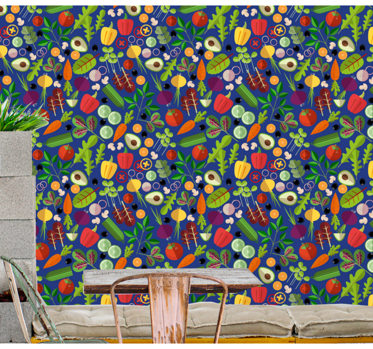 Färgglada grönsaker kök tapeter - Tenstickers