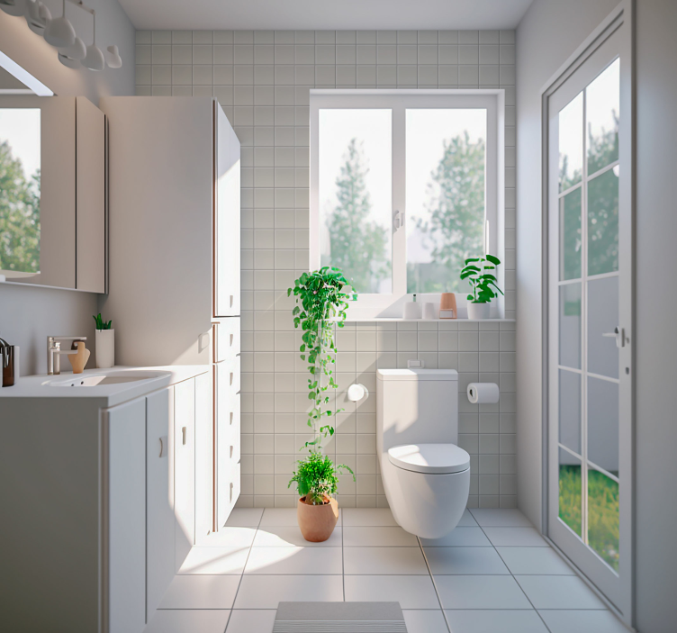 Vit kakel tapet - Tenstickers