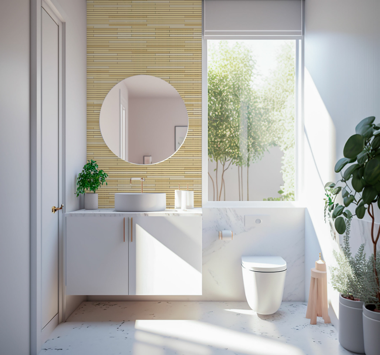 Beige trä tegel trä effekt tapet - Tenstickers