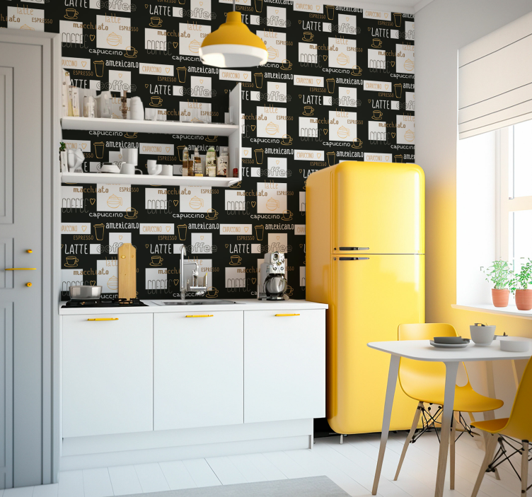 Dekorativa kaffe ritningar kök tapeter - Tenstickers
