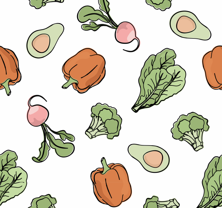Peppar och avokado design kök tapeter - Tenstickers
