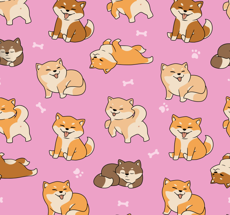 Fint mönster med corgi och barn tapeter - Tenstickers