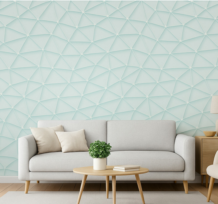 Abstrakt triangeldesign fondtapet vardagsrum - Tenstickers