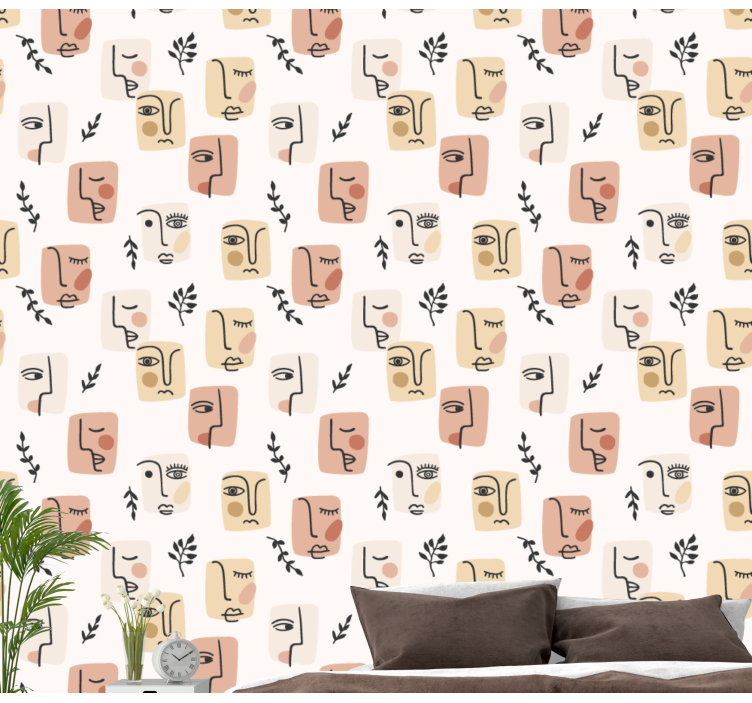 Abstrakta ansikten mönster konst tapeter - Tenstickers