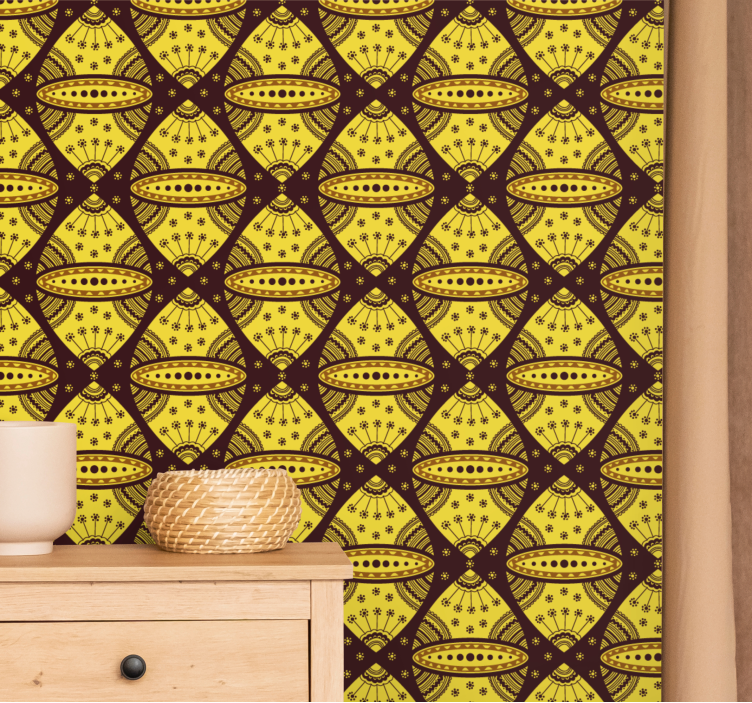 Afrikansk stil abstrakt konst gul tapet - Tenstickers