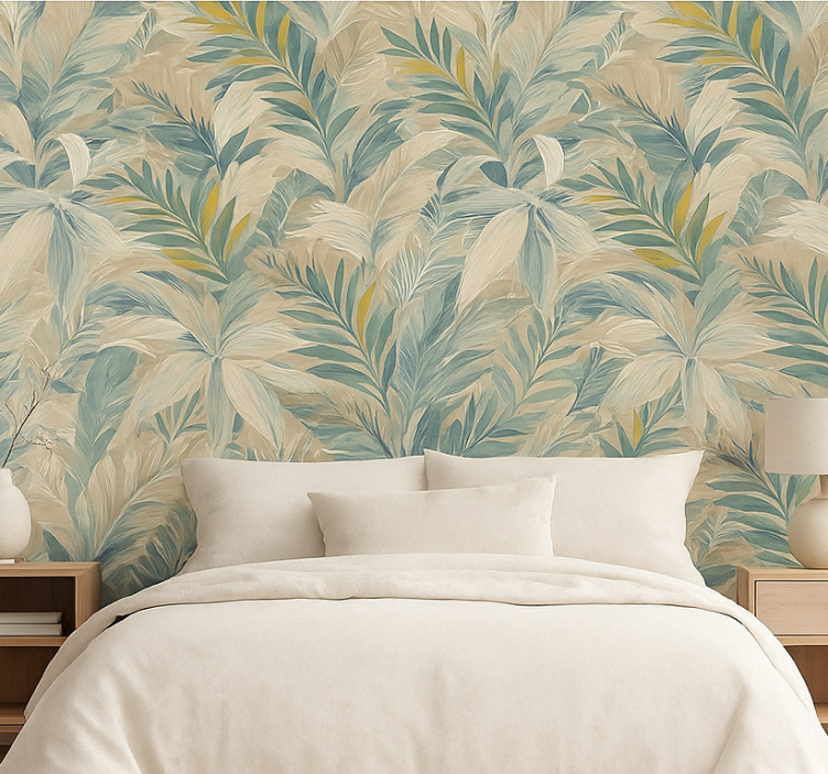 Äktenskap tapet abstract tropical palm - Tenstickers